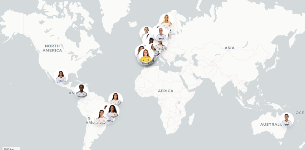 Mapa de Jugadoras Real Madrid Femenino